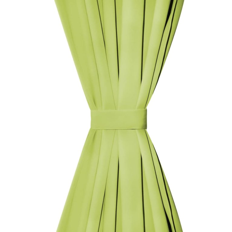 Draperii micro-satin cu bride, 2 buc, verde, 140 x 225 cm