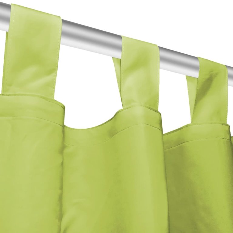 Draperii micro-satin cu bride, 2 buc, verde, 140 x 225 cm