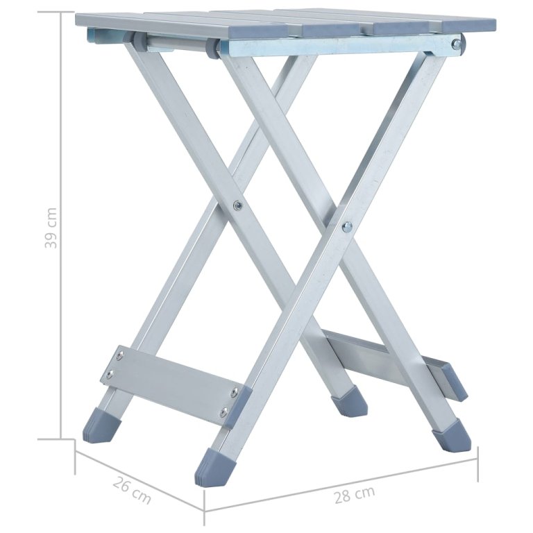 Taburet de camping, 28 x 26 x 39 cm, aluminiu