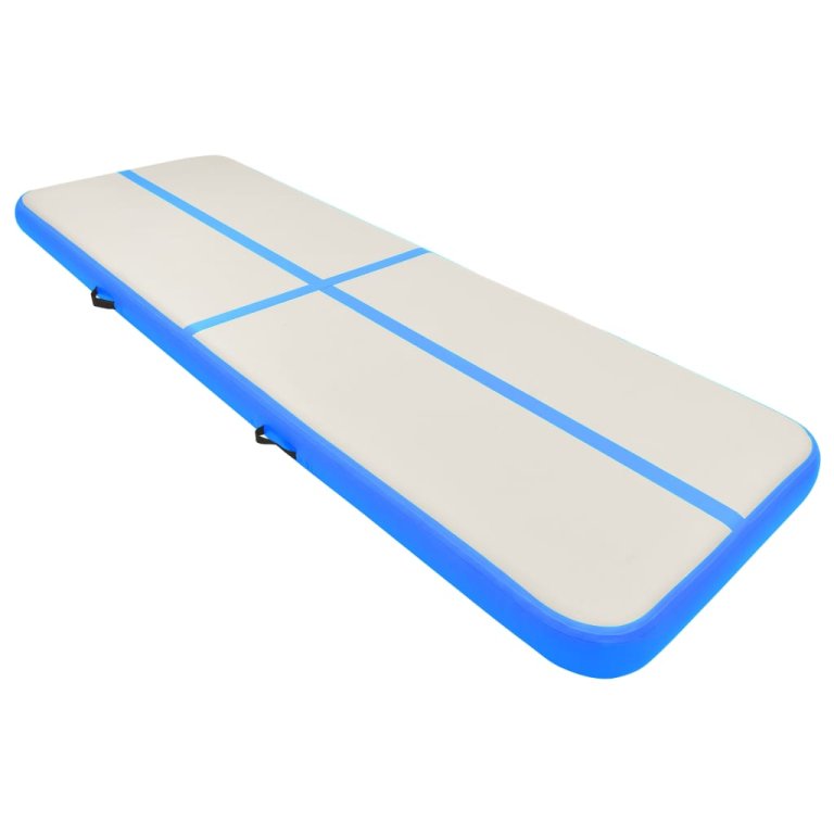 Saltea gimnastică gonflabilă cu pompă albastru 300x100x15cm PVC