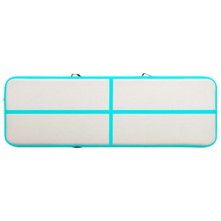 Saltea gimnastică gonflabilă cu pompă verde 300x100x20 cm PVC