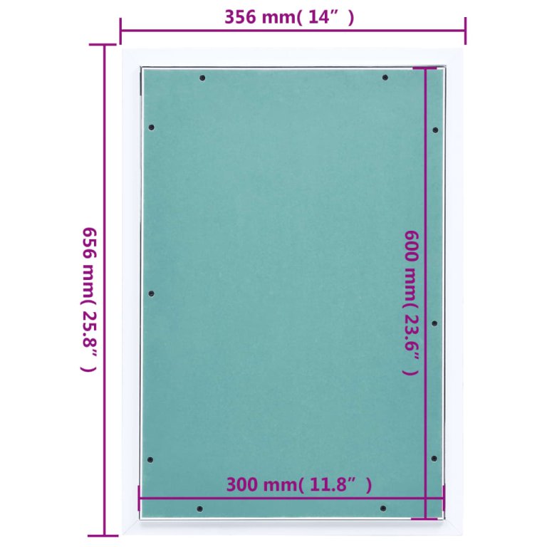 Trapă de acces din gips-carton, cadru de aluminiu, 300 x 600 mm