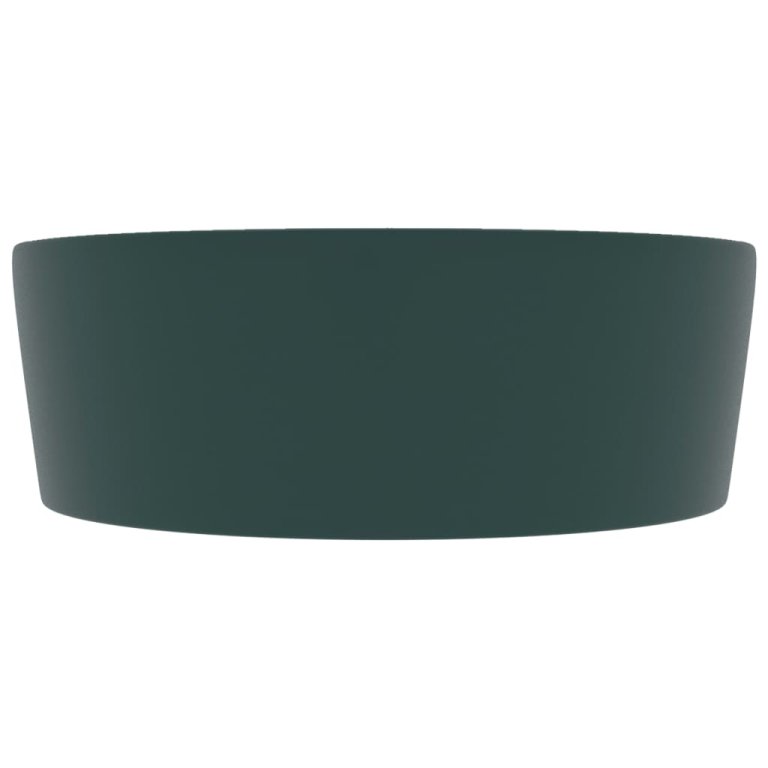 Chiuvetă de lux cu preaplin verde închis mat 36x13 cm ceramică