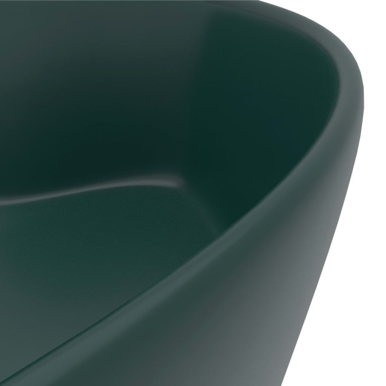 Chiuvetă de lux cu preaplin verde închis mat 36x13 cm ceramică