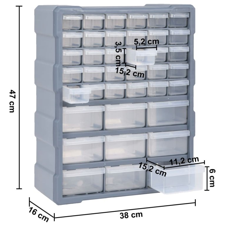 Organizator cu 39 de sertare, 38 x 16 x 47 cm