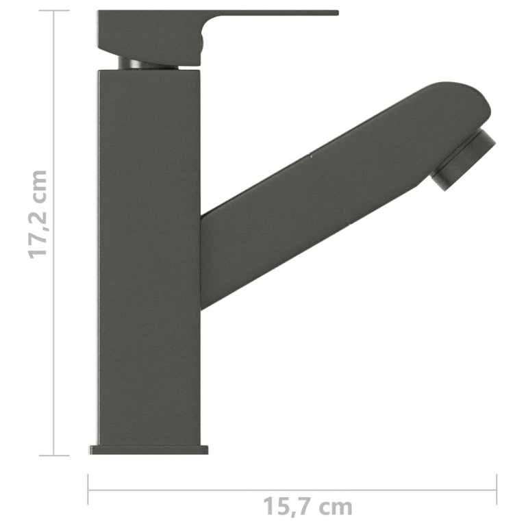 Robinet chiuvetă de baie retractabil, gri, 157x172 mm