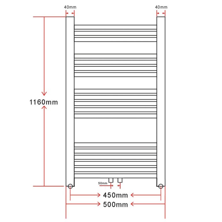 Radiator port-prosop încălzire centrală baie, curbat, 500 x 1160 mm