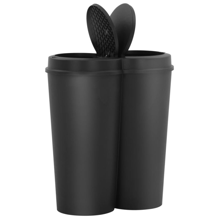 Coș de gunoi dublu, negru, 50 L