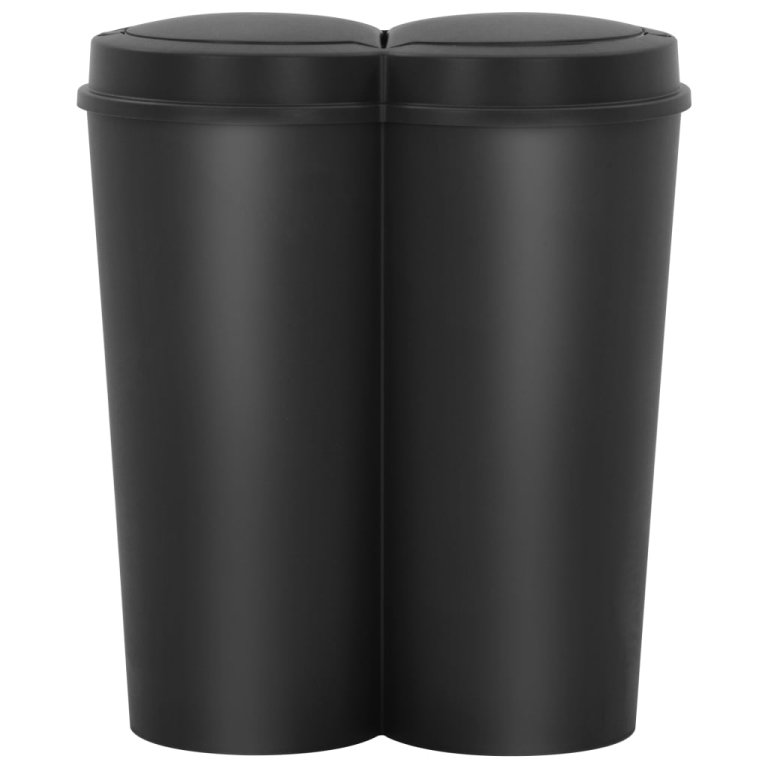 Coș de gunoi dublu, negru, 50 L