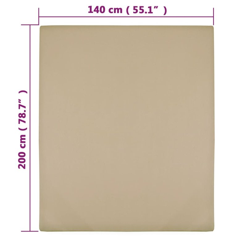 Cearșaf de pat cu elastic, 2 buc, gri taupe, 140x200 cm bumbac