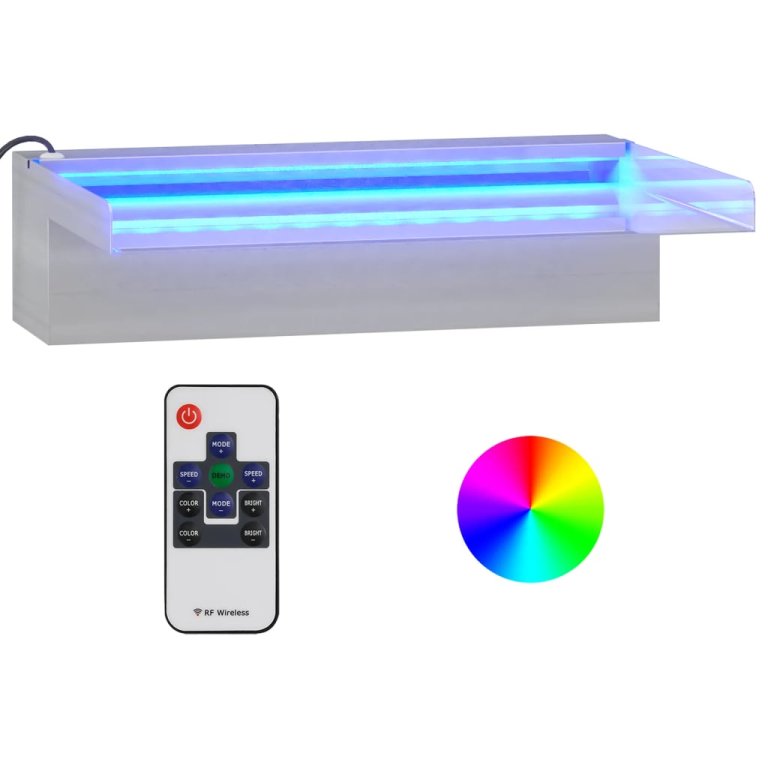 Deversor de cascadă cu LED-uri RGB, 30 cm, oțel inoxidabil