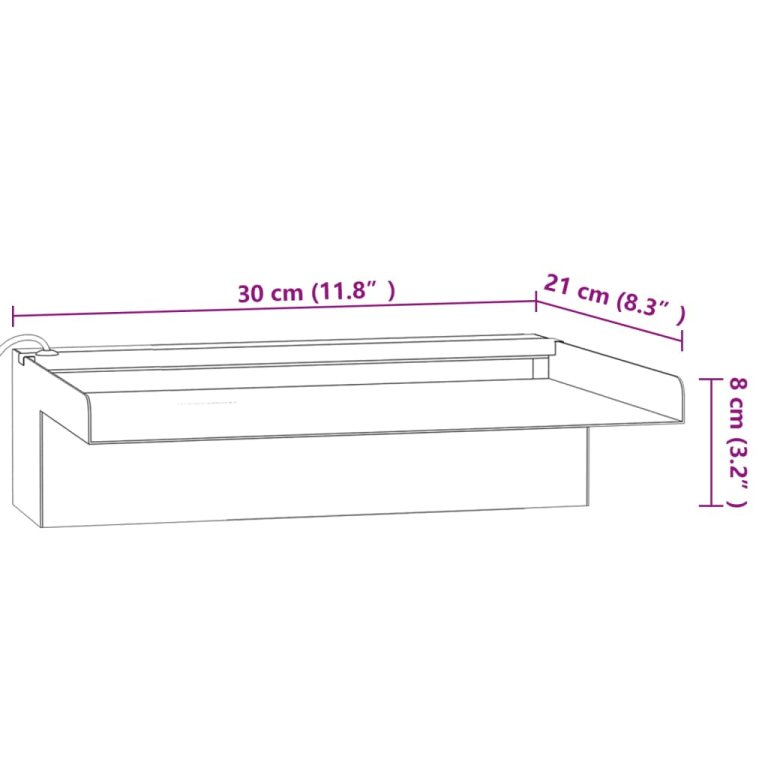 Deversor de cascadă cu LED-uri RGB, 30 cm, oțel inoxidabil