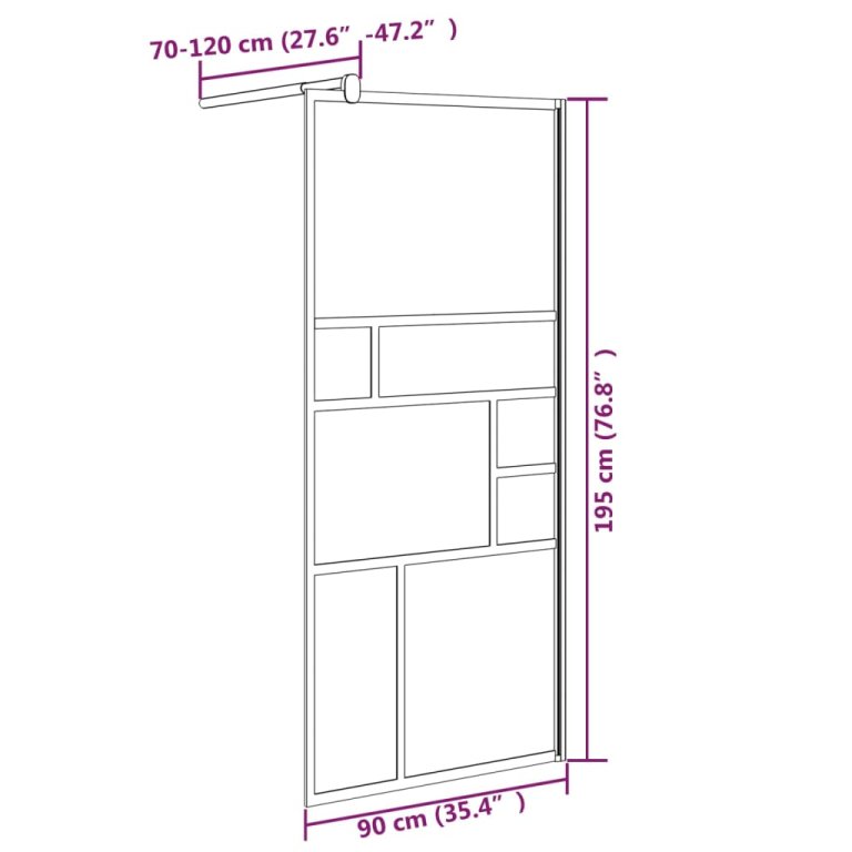 Perete cabină duș walk-in alb 90x195 cm sticlă ESG