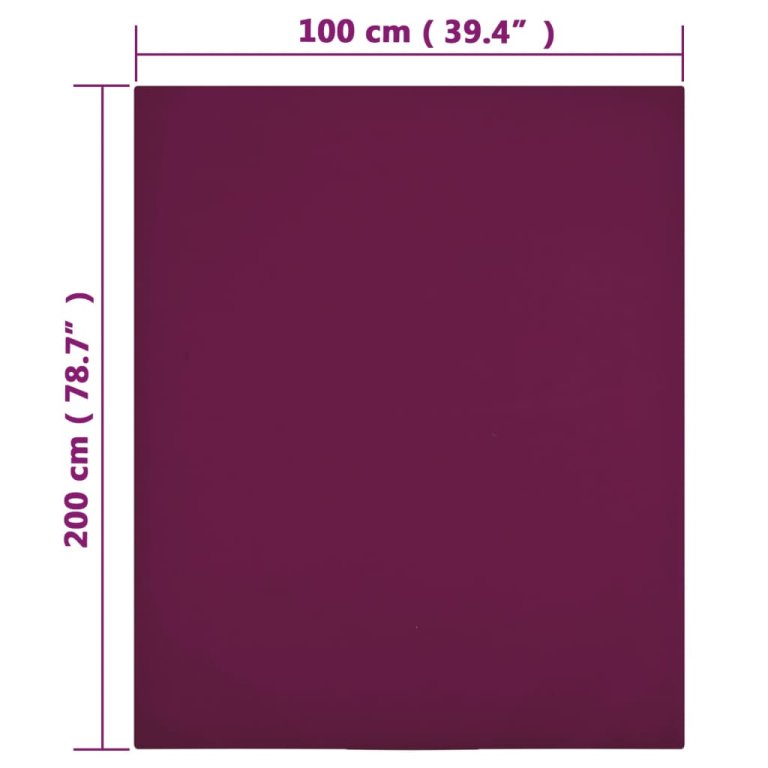 Cearșaf de pat cu elastic, bordo, 100x200 cm, bumbac