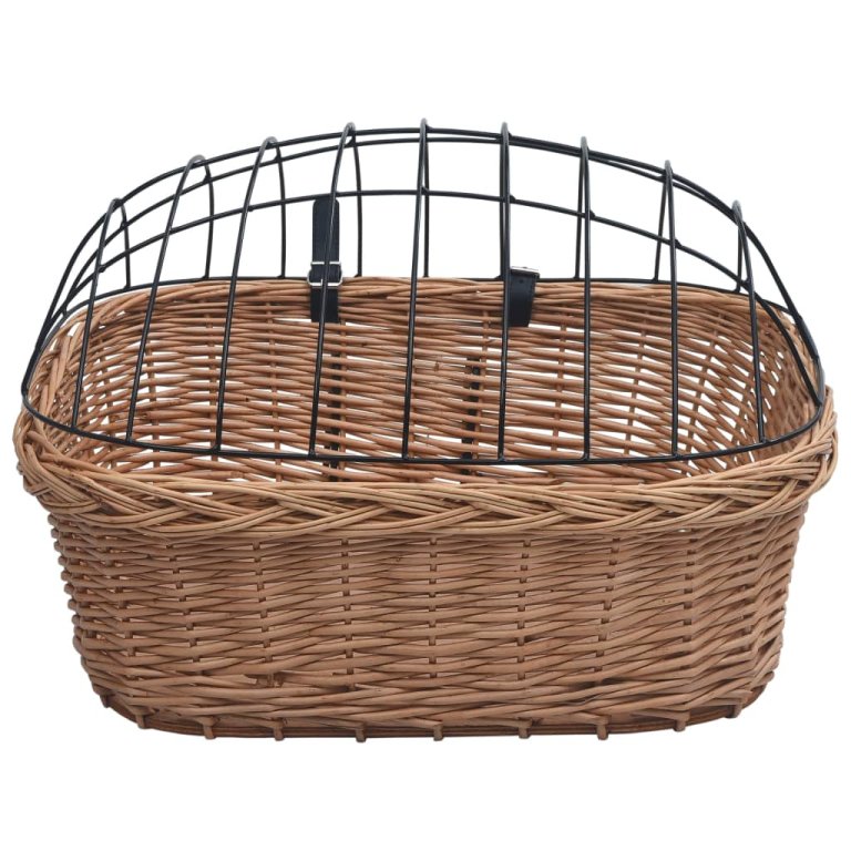 Coș frontal bicicletă cu capac, 50x45x35 cm, salcie naturală