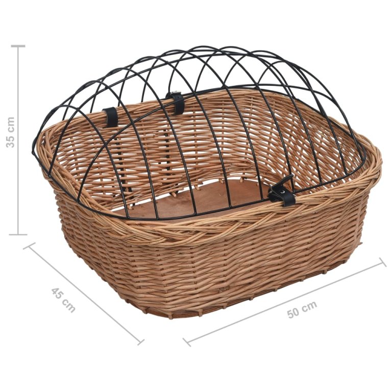 Coș frontal bicicletă cu capac, 50x45x35 cm, salcie naturală