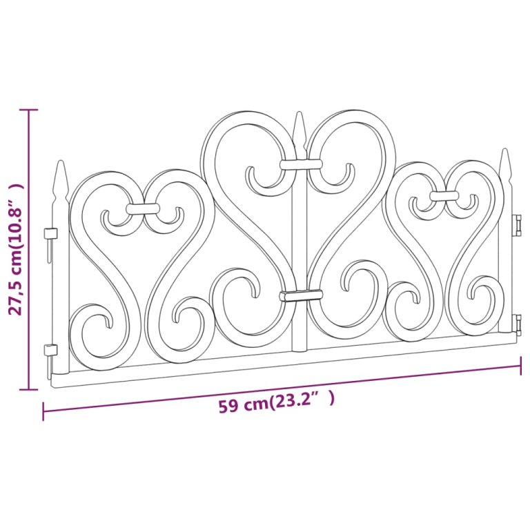 Borduri de gazon, 17 buc., negru, 10 m, PP