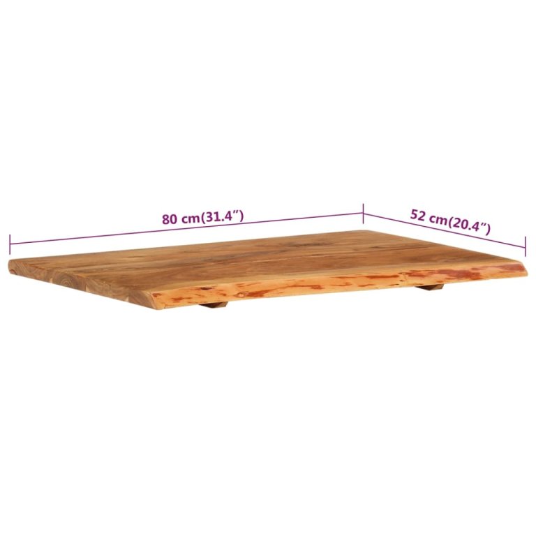 Blat lavoar de baie, 80x52x2,5 cm, lemn masiv de acacia