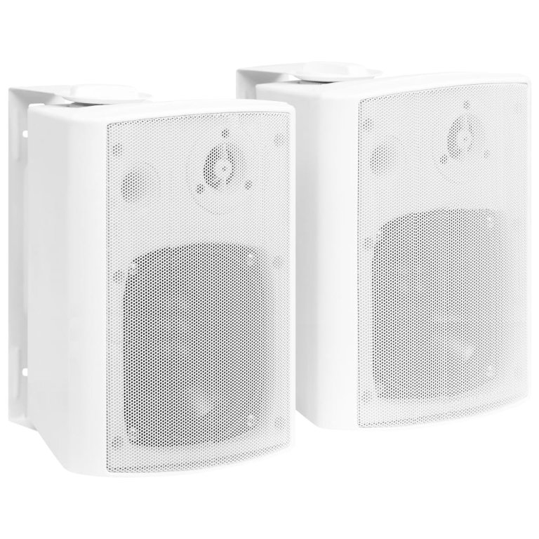 Boxe stereo de perete, 2 buc., alb, 100 W, interior/exterior