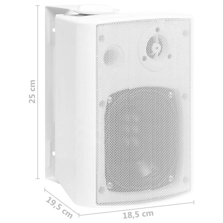 Boxe stereo de perete, 2 buc., alb, 100 W, interior/exterior