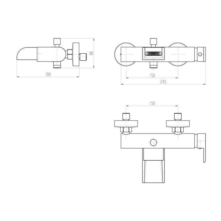 SCHÜTTE Baterie de baie mixer cu jet cascadă IDROVIA, crom