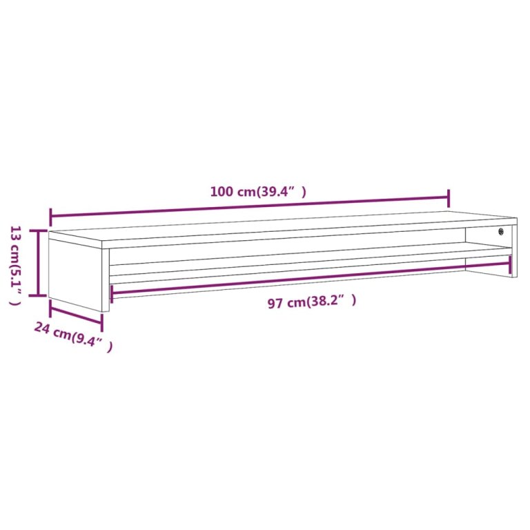 Suport pentru monitor stejar fumuriu 100x24x13cm lemn prelucrat