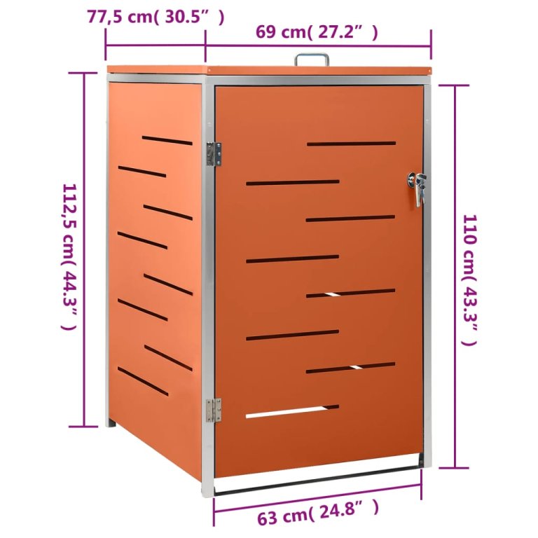 Magazie pentru pubelă unică, 69x77,5x112,5 cm, oțel inoxidabil