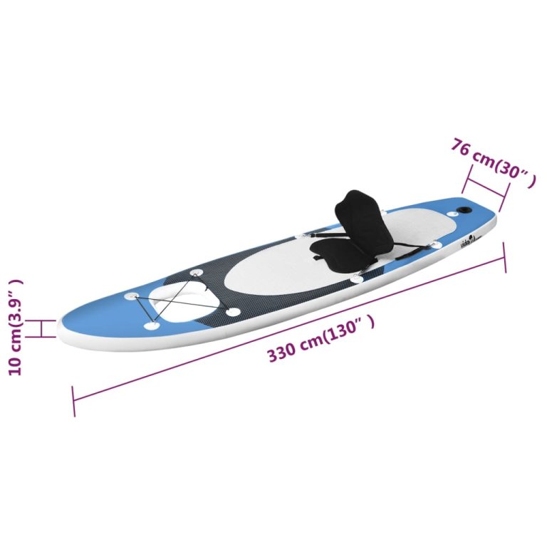 Set placă paddleboarding gonflabilă, albastru, 330x76x10 cm