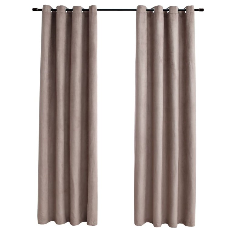 Draperii opace cu inele metalice, 2 buc., gri taupe, 140x225 cm