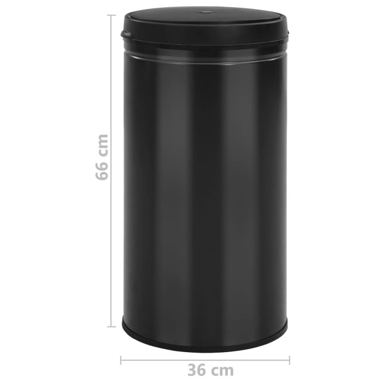 Coș de gunoi automat cu senzor, 60 L, negru, oțel carbon