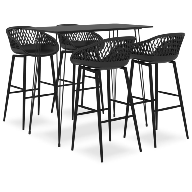 Set mobilier de bar, 5 piese, negru