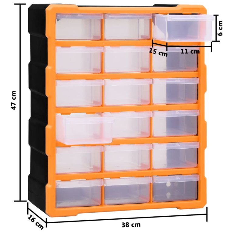 Organizator cu 18 sertare medii, 38x16x47 cm