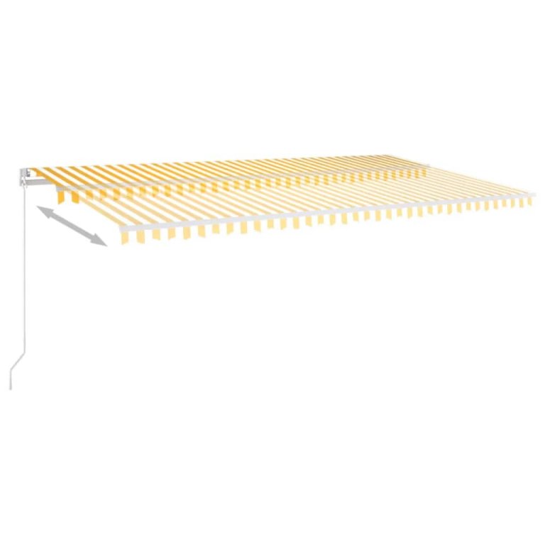 Copertină retractabilă manual cu LED, galben și alb, 600x300 cm