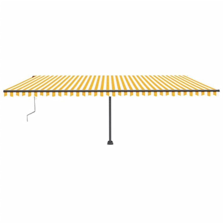 Copertină autonomă retractabilă automat galben&alb 600x300 cm