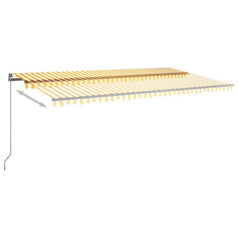 Copertină autonomă retractabilă automat galben&alb 600x300 cm