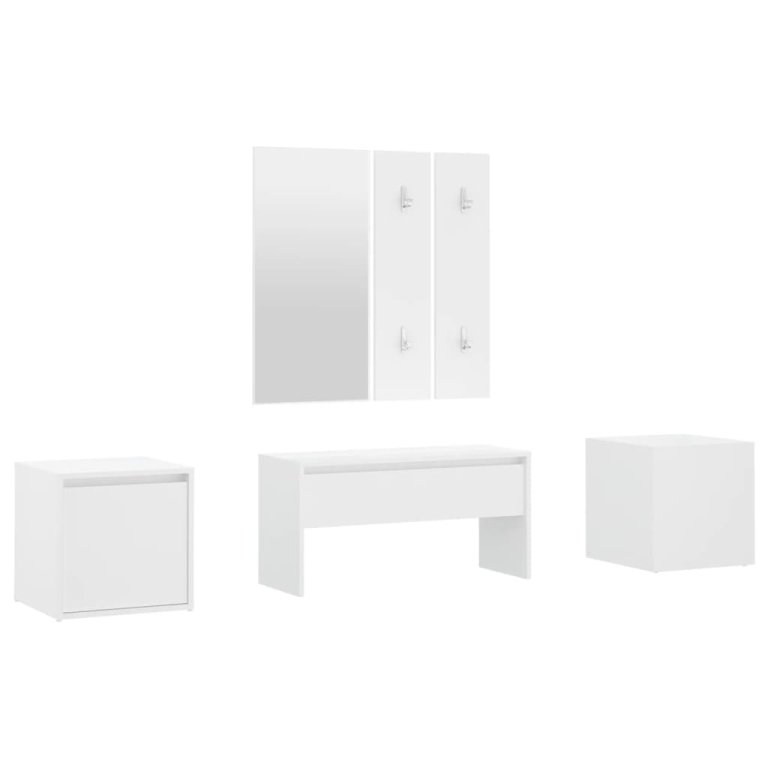 Set de mobilier pentru hol, alb, lemn prelucrat