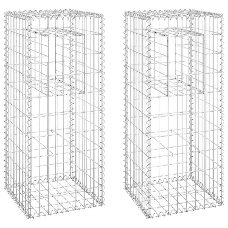 Stâlpi tip coș gabion, 2 buc., 40x40x100 cm, fier