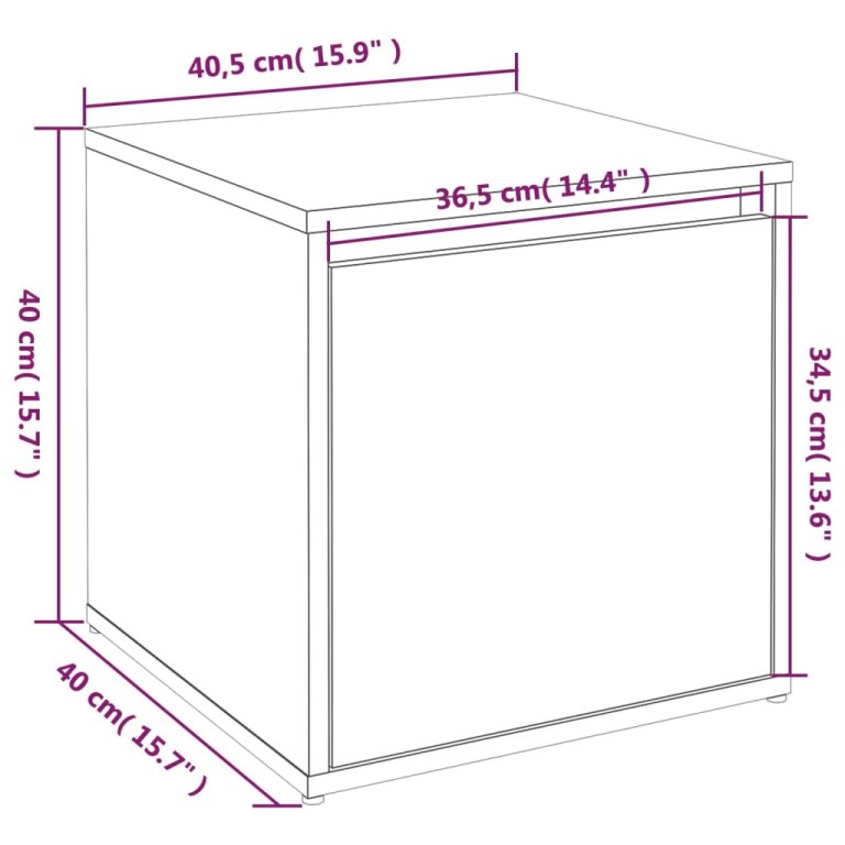 Cutie cu sertar, gri beton, 40,5x40x40 cm, lemn compozit