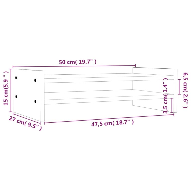 Suport pentru monitor, gri, 50x27x15 cm, lemn masiv pin