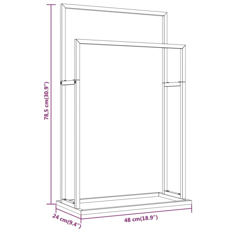 Suport de prosoape autonom, alb, 48x24x78,5 cm, fier