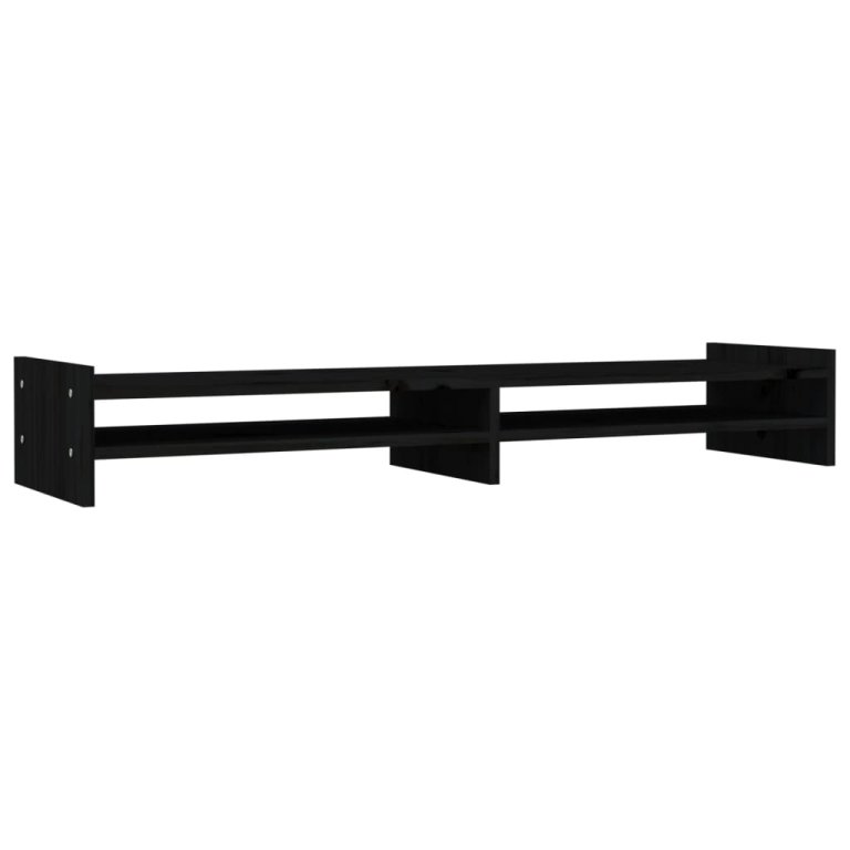 Suport pentru monitor, negru, 100x27x15 cm, lemn masiv de pin