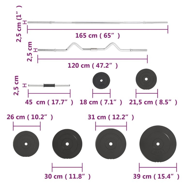 Set de halteră și gantere cu plăci de greutate, 120 kg