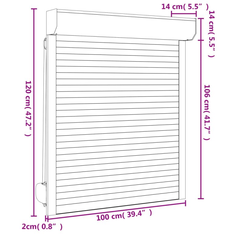 Oblon rulant, antracit, 100 x 120 cm, aluminiu