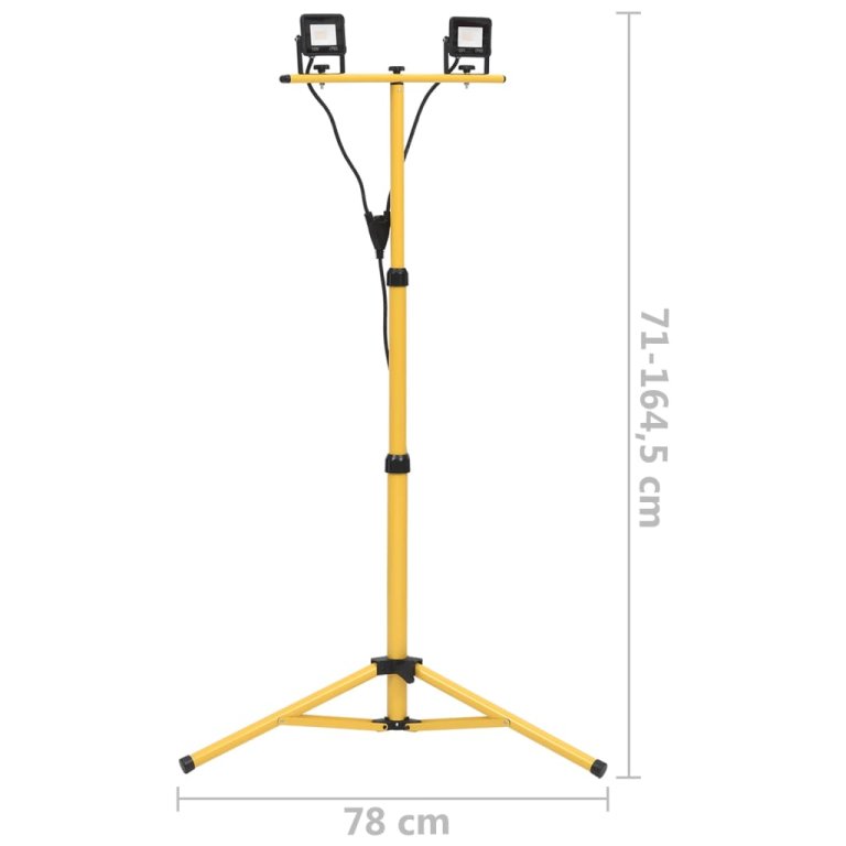 Proiector cu LED și trepied, 2x10 W, alb rece