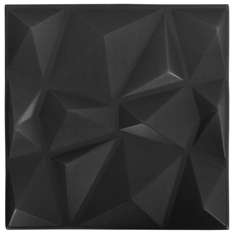 Panouri de perete 3D 48 buc. negru 50x50 cm model diamant 12 m²