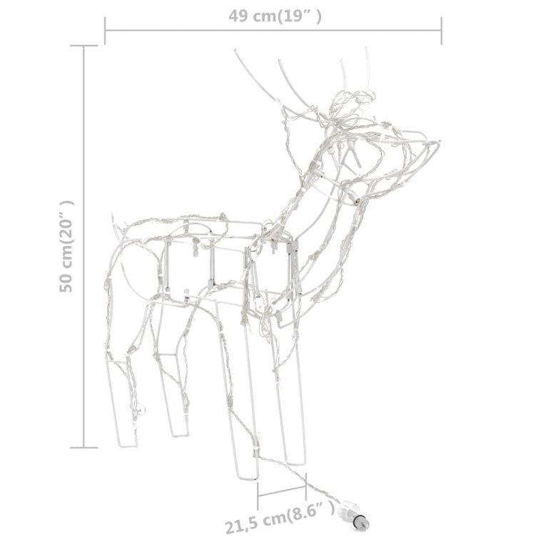 Instalație de lumini de Crăciun cu reni, 3 piese, 229 LED-uri