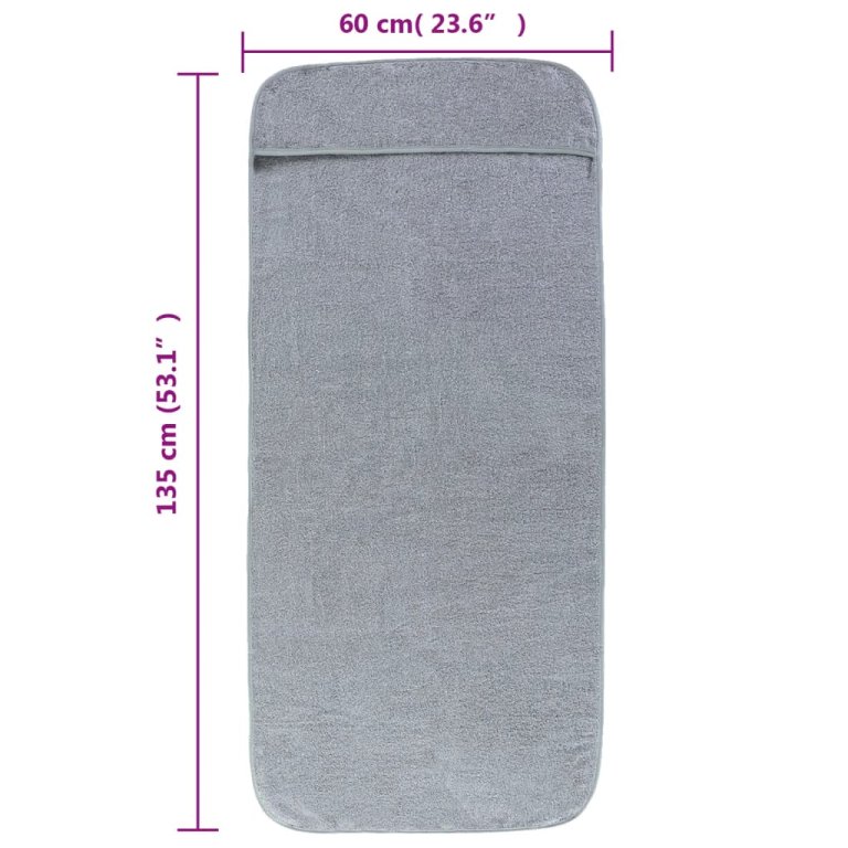 Prosoape de plajă, 2 buc., gri, 60x135 cm, textil 400 GSM