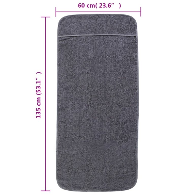 Prosoape de plajă, 2 buc., antracit, 60x135 cm, textil 400 GSM