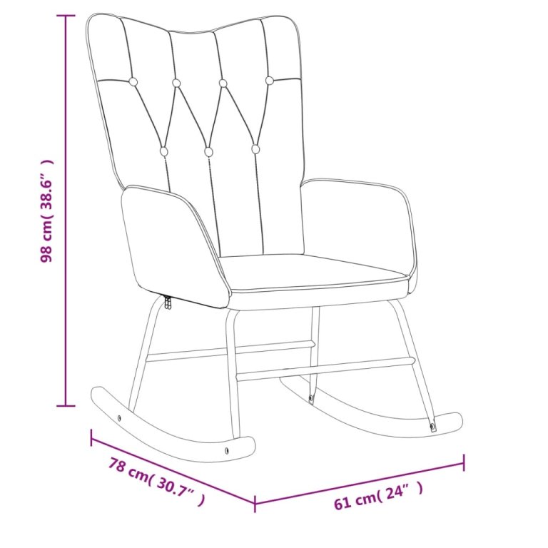 Scaun balansoar cu taburet, crem, textil