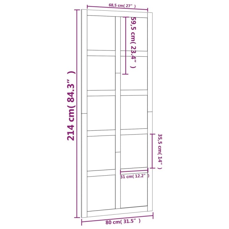 Ușă de hambar, alb, 80x1,8x214 cm, lemn masiv de pin